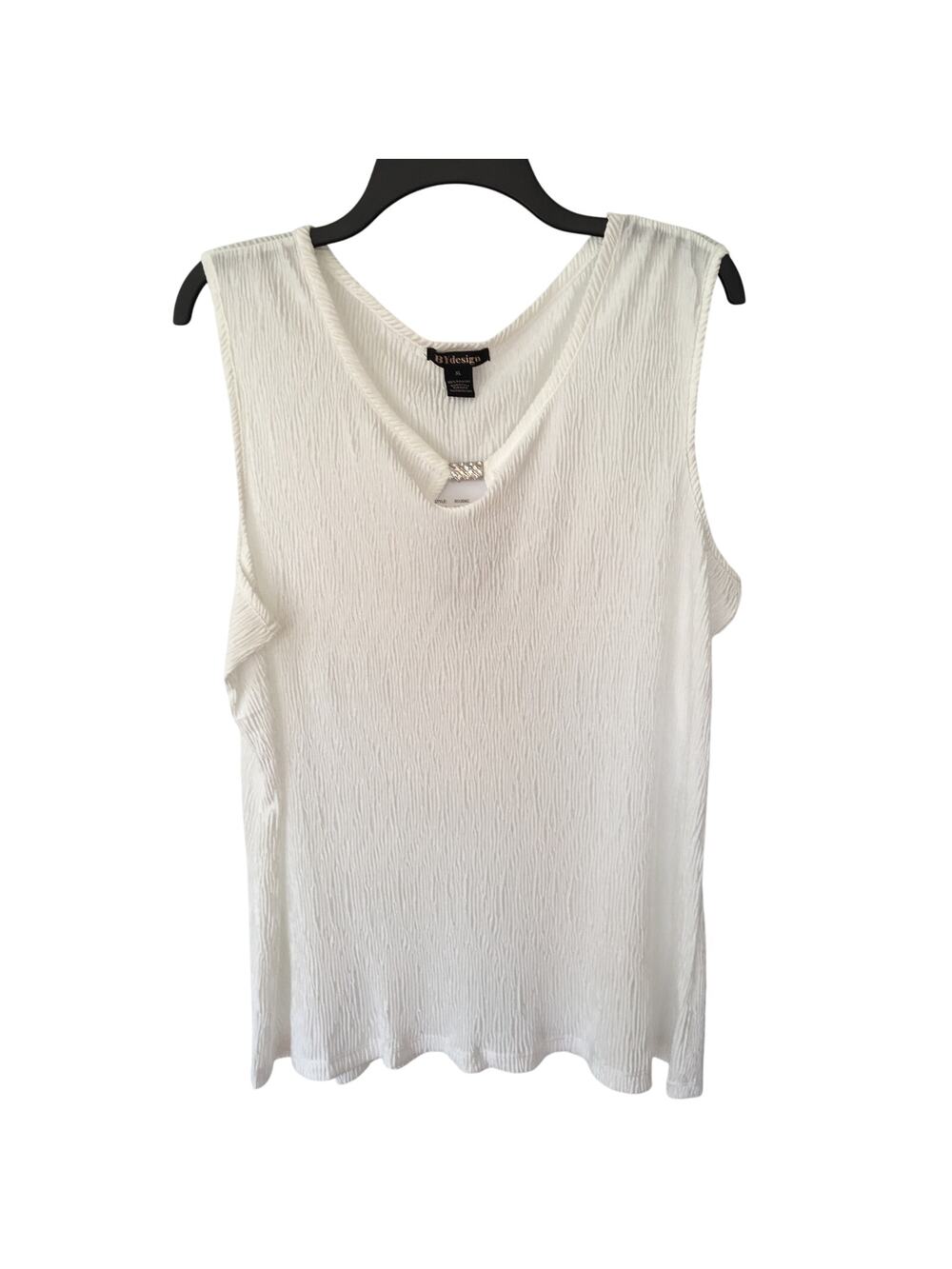 NWT BY Design XL Ivory Crepe Sleeveless Top Rhinestone Hardware on Scoop Neck